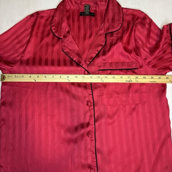 House of Harlow 1960 Women's Red Silk Pajama Top Sleepwear Size XL Striped - Picture 4 of 7